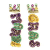 MARDI GRAS BEAD EMBELLISHED POST EARRINGS