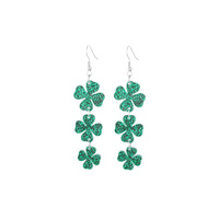 3-TIER FOUR LEAF CLOVER DANGLE EARRINGS