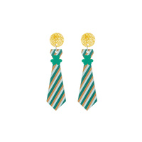 SAINT PATTY’S THEMED CLOVER TIE EARRINGS