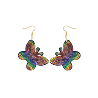 COLORFUL RHINESTONE PAVE BUTTERFLY EARRINGS