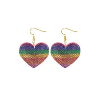 COLORFUL RHINESTONE PAVE HEART EARRINGS