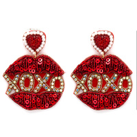 HEART AND KISSES JEWELED POST EARRINGS