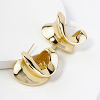 GOLD PLATED CRESCENT HOOP EARRINGS