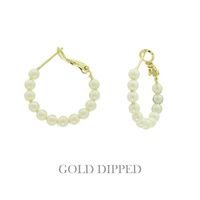 GOLD PLATED PEARL HOOP EARRINGS