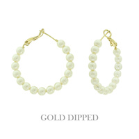 GOLD PLATED PEARL HOOP EARRINGS