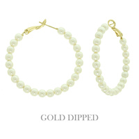 GOLD PLATED PEARL HOOP EARRINGS