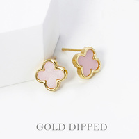 GOLD PLATED QUATREFOIL POST EARRINGS