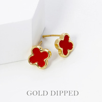 GOLD PLATED QUATREFOIL POST EARRINGS