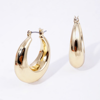 GOLD PLATED CRESCENT HOOP EARRINGS