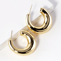 GOLD PLATED CHUNKY TUBE HOOP EARRINGS