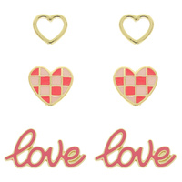 3-PACK VALENTINE THEMED EPOXY POST EARRINGS