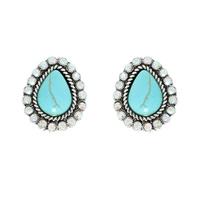 WESTERN NAVAJO TURQUOISE TEARDROP EARRINGS