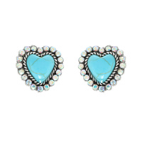 WESTERN NAVAJO TURQUOISE HEART EARRINGS