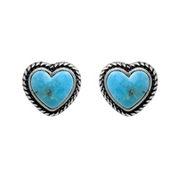 WESTERN NAVAJO TURQUOISE HEART EARRINGS