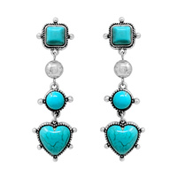 WESTERN TURQUOISE HEART LINEAR POST EARRINGS