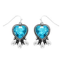 WESTERN NAVAJO CRYSTAL HEART EARRINGS