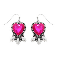 WESTERN NAVAJO CRYSTAL HEART EARRINGS