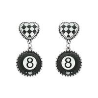 WESTERN CHECKERBOARD HEART EIGHT BALL EARRINGS