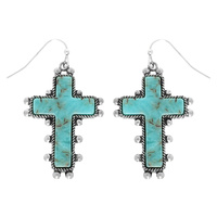 WESTERN TURQUOISE CROSS EARRINGS