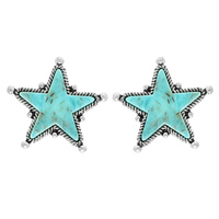 WESTERN NAVAJO TURQUOISE STAR EARRINGS