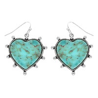 WESTERN NAVAJO TURQUOISE HEART EARRINGS