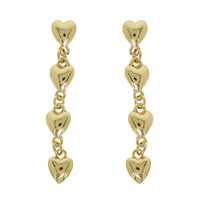 POLISHED PUFF HEART LINEAR EARRINGS