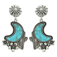 WESTERN FLORAL TURQUOISE MOON EARRINGS