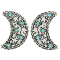 WESTERN STAR PATTERNED CRESCENT MOON EARRINGS