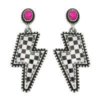 WESTERN CHECKERED THUNDER EARRINGS