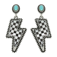 WESTERN CHECKERED THUNDER EARRINGS