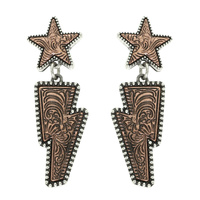 WESTERN FLORAL SCROLLED LIGHTNING EARRINGS