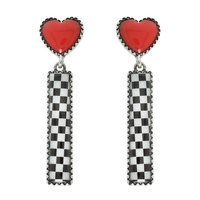 WESTERN HEART CHECKERED BAR EARRINGS