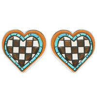 WESTERN THEMED CHECKERED FLAG PATTERNED EARRINGS