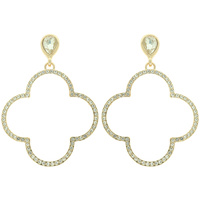 JEWELED QUATREFOIL POST DANGLE EARRINGS