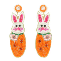 EASTER BUNNY CARROT JEWELED POST EARRINGS