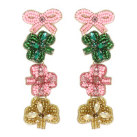 SHAMROCK CLOVER & BOW DANGLE EARRINGS