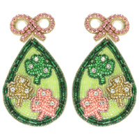 SHAMROCK CLOVER & BOW POST EARRINGS