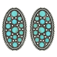 WESTERN OVAL BUBBLE CONCHO EARRINGS