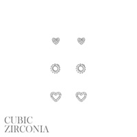 3 PAIRS CUBIC ZIRCONIA EARRINGS