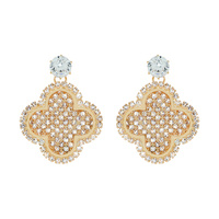 CRYSTAL RHINESTONE CLOVER EARRINGS