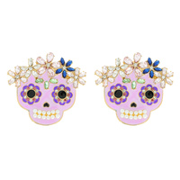 HALLOWEEN SUGAR SKULL POST EARRINGS DAY OF THE DEAD Dia de los Muertos