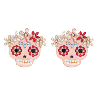 HALLOWEEN SUGAR SKULL POST EARRINGS DAY OF THE DEAD Dia de los Muertos