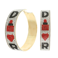 FRENCH FASHION RHINESTONE HOOP EARRINGS