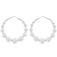 CLASSIC BRIDAL BEADED PEARL HOOP EARRINGS