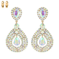 2-TIER OPEN TEARDROP DANGLE AND DROP CLIP ON EARRINGS