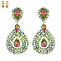 2-TIER OPEN TEARDROP DANGLE AND DROP CLIP ON EARRINGS