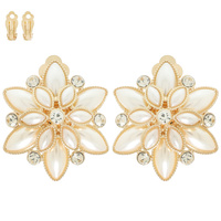 MULTI-CUT CRYSTAL FLOWER CLIP-ON EARRINGS