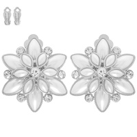 MULTI-CUT CRYSTAL FLOWER CLIP-ON EARRINGS