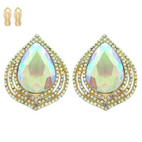 TEARDROP CRYSTAL HALO CLIP-ON EARRINGS