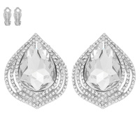 TEARDROP CRYSTAL HALO CLIP-ON EARRINGS